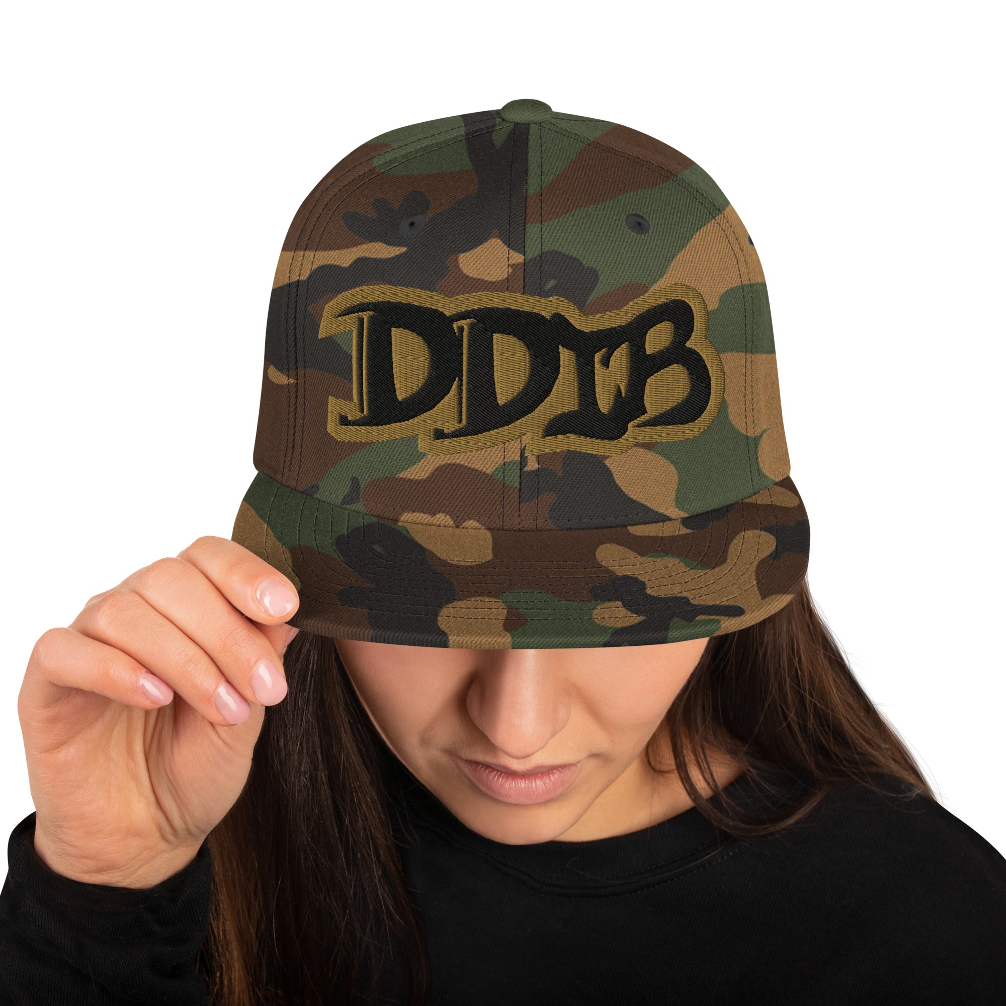 DDIB Camo Snapback – Black & Gold Outline