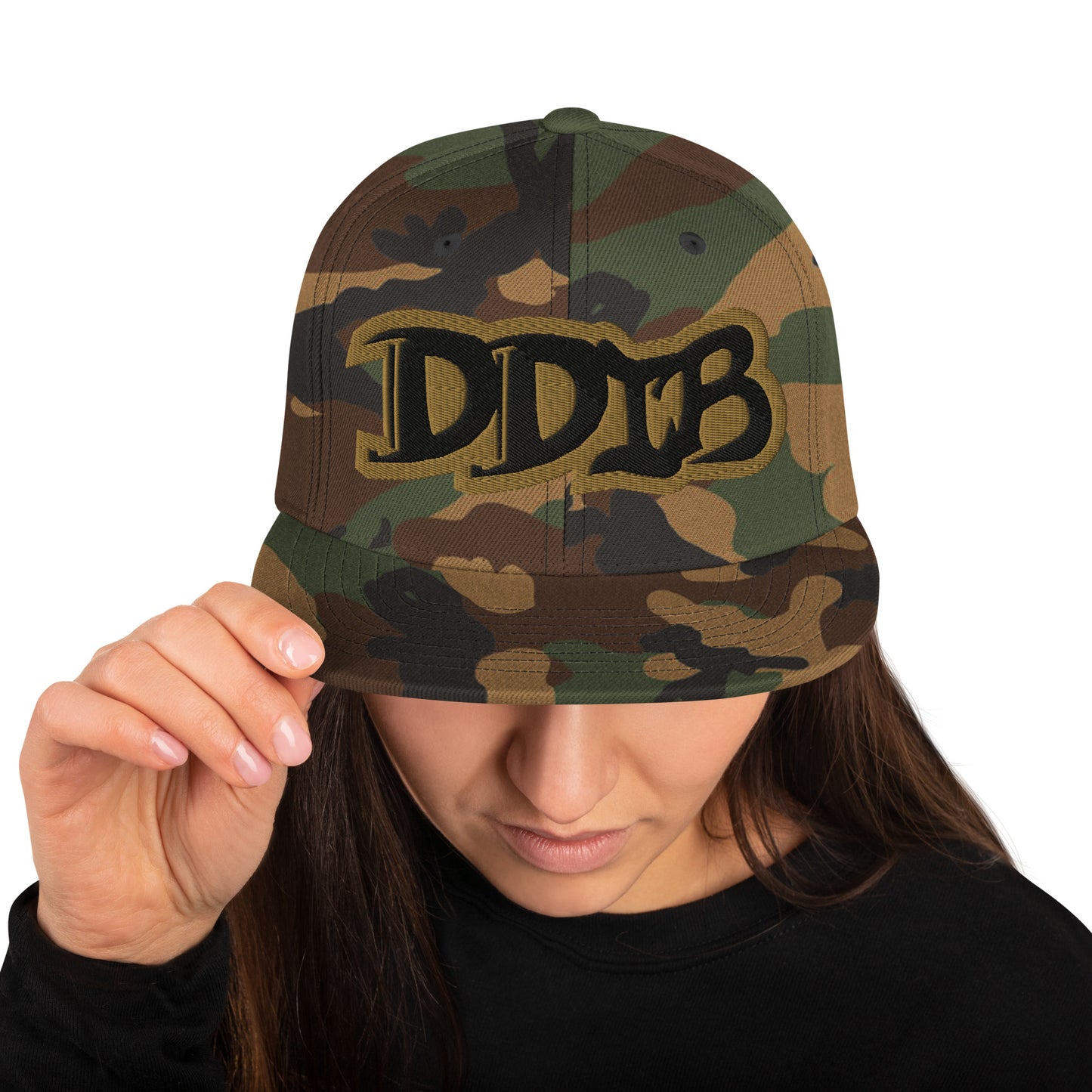 DDIB Camo Snapback – Black & Gold Outline